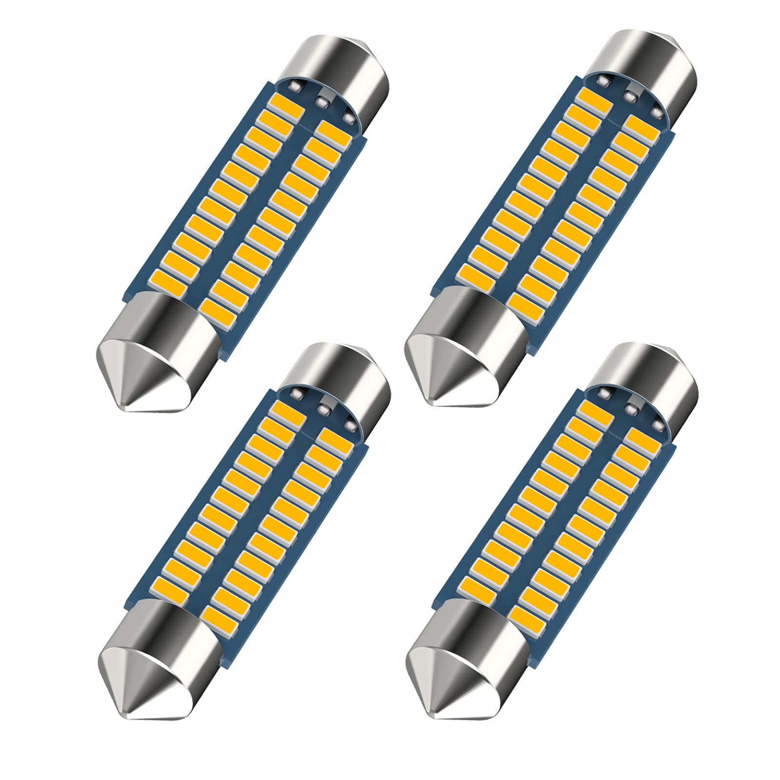 Serundo Auto 578 Led Festoon Bulb 211-2 Led Car Bulb 41mm 42mm 1.65in 212-2 Bulb for Car Map Light Dome Light, 22SMD 3014 Chips Interior Led Festoon Bulb,Pack of 4pcs Amber Yellow